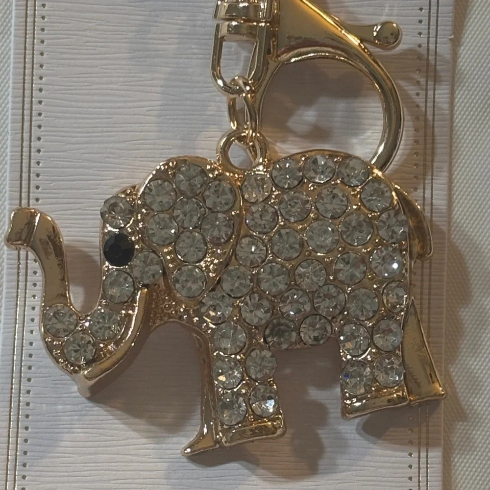 Gold Elephant w/ Rhinestones Keychain/Bag Charm
